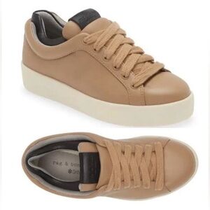 NWT rag & bone Retro Pro Leather platform Sneakers in Camel, Warm Tan size 5